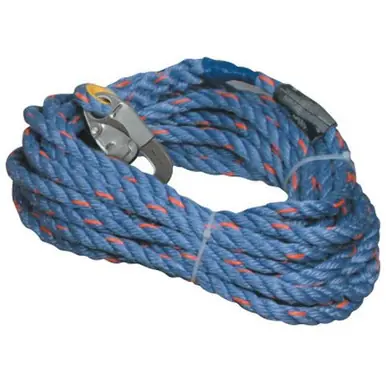 Honeywell 300L-Z7/25FTBL 300 Series Rope Lifeline, 25ft, Anchorage Connection, 310lb Cap, Blue/Red