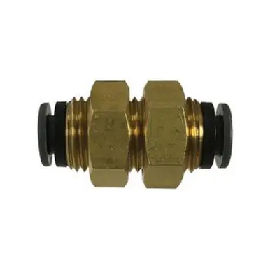 Midland Industries 820400C - Bulkhead Union, 1/4" Push" Tube x 1/4" Push" Tube, Composite