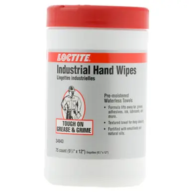 LOCTITE 337637 Industral Hand Wipes 9.5" X12" Towel 75 Count (6pk)