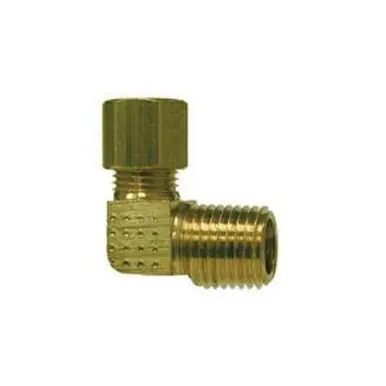 Midland Industries 18225B - 90° Barstock Elbow, 1/4" Tube OD x 1/4" Male NPTF, Brass
