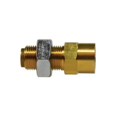 Midland Industries 860606 - Bulkhead Union, 3/8" Push-In x 3/8" NPT(F)F, Brass