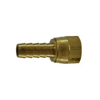 Midland Industries 32105C - Crimp Style Flare Swivel, 3/8" Barbed x 3/8" SAE, Brass