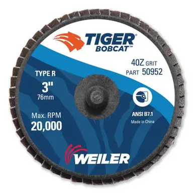 WEILER 50952 3" Bobcat Mini Abrasive Flap Disc Conical (Ty29) Type R Mount 40Z