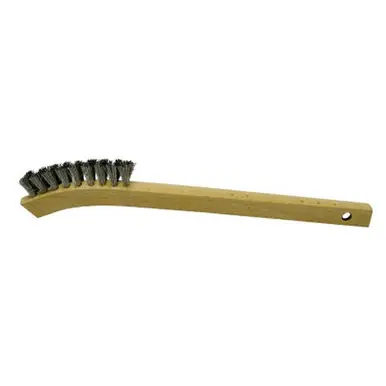 WEILER 44251 Small Hand Scratch Brush 2x9 Rows Crimped Aluminum Wire Wood Handle