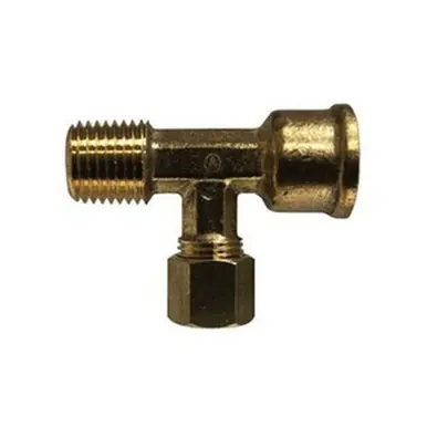 Midland Industries 700076-0404 - Tee, 1/4" FIP x 1/4" MIP x 1/4" Compression, Brass