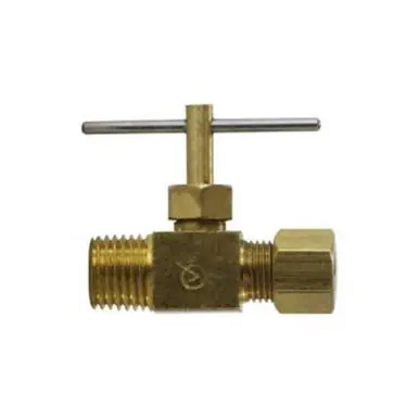 Midland Industries 709101-0402 - Needle Valve, 1/4 x 1/8" Nominal, Compression x MIP, Brass Body