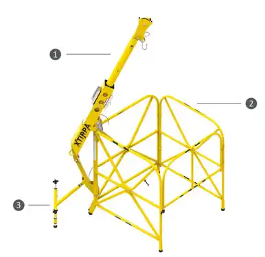 Safewaze XTIRPA Barricade System includes IN-2210 Davit arm, IN-2108 Manhole guard, & A2108-18