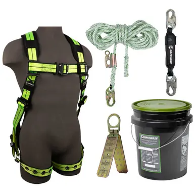 Safewaze FS155-L/XL - PRO+ Bucket Roof Kit FS-FLEX185-L/XL Harness, FS700-50GA VLL, FS8800SP-H