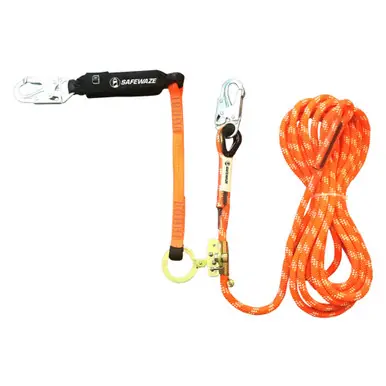 Safewaze 019-7008 - V-Line 60‘ Kernmantle Vertical Lifeline Assembly Snap Hook, Rope Grab, EA