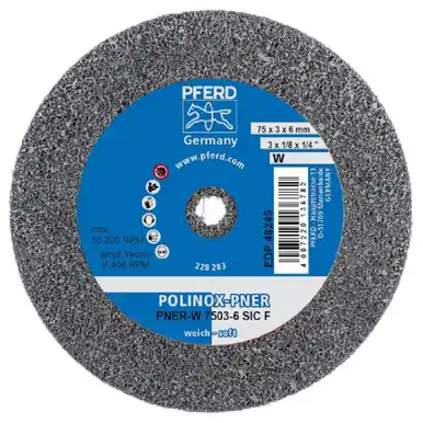 PFERD 48245 3" x 1/8" Unitized Wheel 1/4" A.H., SIC Fine (W) 2SF (10pk)