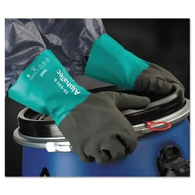 Ansell 58-530B-090 AlphaTec Gloves with Grey/Teal Color and 12" Cuff, Size 9 (6pk)