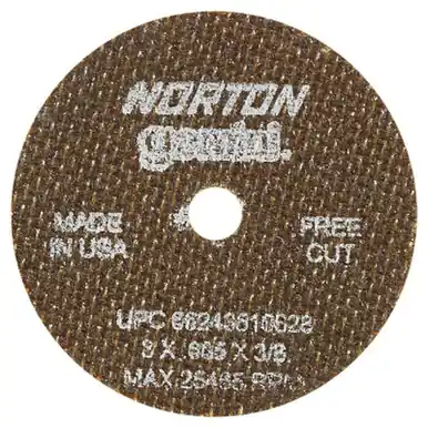 Norton 66243510628 Cut-Off Wheel, 3" x 0.035" x 3/8", 60 Grit (25pk)
