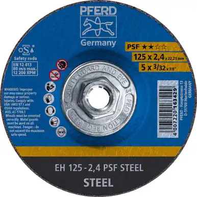 PFERD 69915 5" x 3/32" Cut-Off Wheel, 5/8-11 Thd. PSF STEEL - Type 27 (10pk)