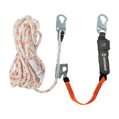 Safewaze 018-7005 - V-Line 50‘ Vertical Lifeline Assembly Snap Hook, Rope Grab, EA Lanyard