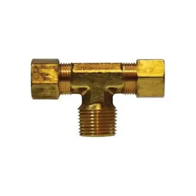 Midland Industries 00072-0404 - Branch Tee, 1/4" Compression x 1/4" Compression x 1/4" MPT, Brass