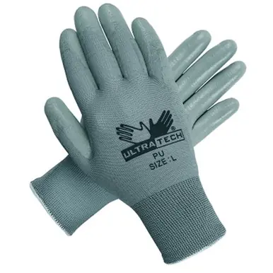 MCR Safety 9696S UltraTech PU Coated Gloves, Small, Gray