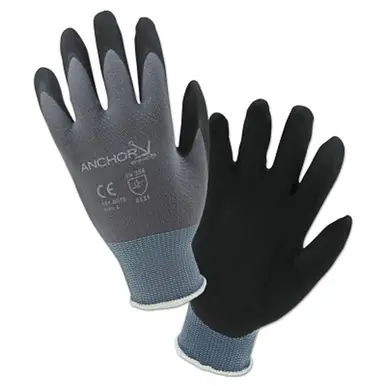 Anchor Brand 6070-S Micro-Foam Nitrile Coated Gloves, Small, Black/Gray
