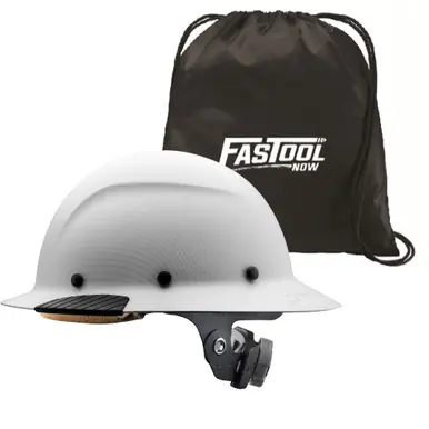 LIFT HDF-24CWM - DAX Fiber Resin Full Brim Hard Hat (White Carbon Matte) w/Tote Bag