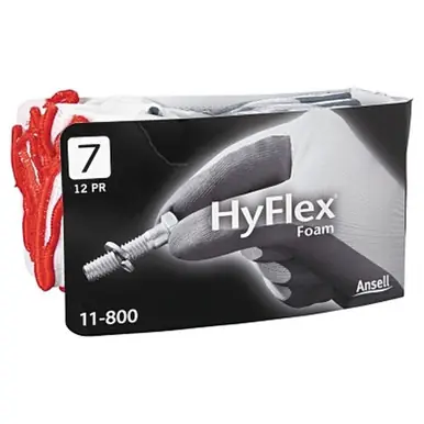HyFlex 11-800-7 Nitrile Foam Palm Coated Gloves, Size 7, Gray/White (12pk)