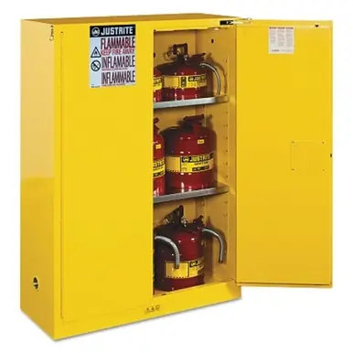 Justrite 894520 Yellow Safety Cabinet for Flammables, Self-Closing, 45 Gallon