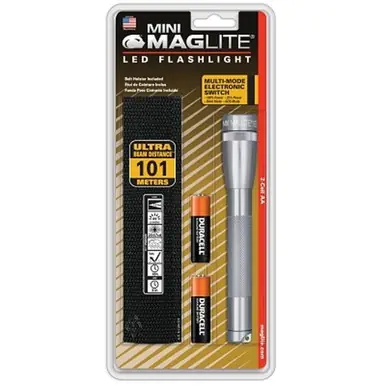 MAG-Lite SP2209H - Aluminum Mini LED Flashlight, 2 AA Batteries, 127 Lumens, Silver