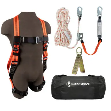 Safewaze 020-3113 - V-Line Bag Roof Kit FS99280-E Harness, 018-7005 VLL, FS870 Anchor, FS8150 Bag