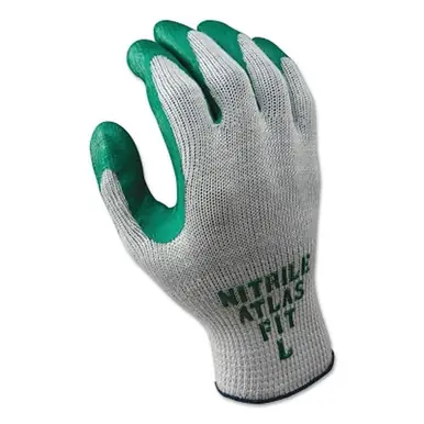 SHOWA 350M-08 Atlas Fit 350 Nitrile-Coated Glove, Gray/Green, Medium