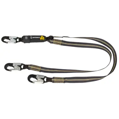 Safewaze 020-2043 - Arc Flash 6‘ Energy Absorbing Lanyard Aramid, Dual Leg, Alu Snap Hooks