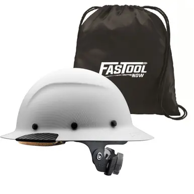 LIFT HDF-24CWG - DAX Fiber Resin Full Brim Hard Hat (White Carbon Gloss) w/ Tote Bag