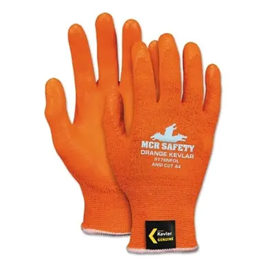 MCR Safety 9178NFOM Kevlar Hi-Vis Nitrile Foam Palm Gloves, Medium, Orange