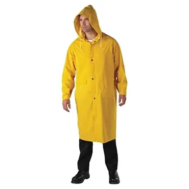 Anchor Brand 9010-2XL 48" Raincoat with Hood, Yellow PVC/Polyester, 2XL