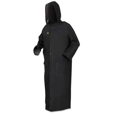 MCR Safety FR267CM Classic Plus Series Rider Coat, Medium, PVC/Polyester, Black
