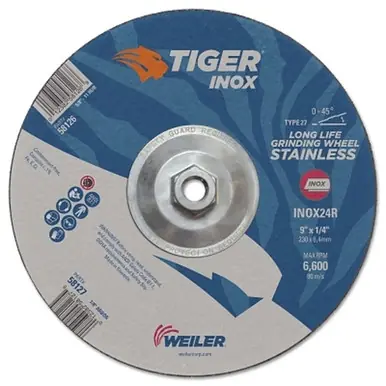 Weiler 58110 Tiger Inox Grinding Wheel, 4.5" x 0.045", 7/8" Arbor (25pk)