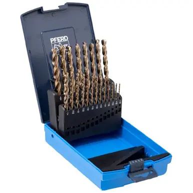 PFERD 20075 - HSS Twist Drill Set 1/16 to 3/8", 135° Jobber Length, M35 INOX Stainless 21PCS