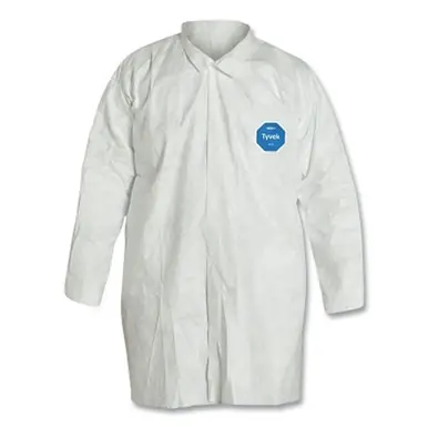 DuPont TY210S-XL Tyvek Lab Coat, No Pockets, White, XL