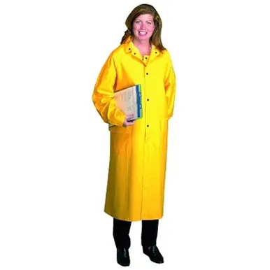 Anchor Brand 9010-L 48" Raincoat with Hood, Yellow PVC/Polyester, Large