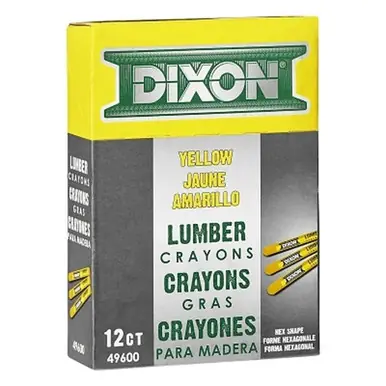 Dixon Ticonderoga 49600 Yellow Lumber Crayon, 1/2" x 4-1/2"