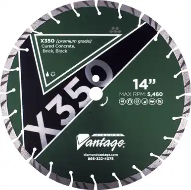 Diamond Vantage 14" x .125" x 1/20mm Conc/Mas, Premium Grade, Segmented Blade