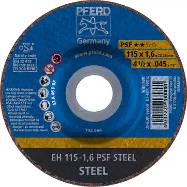 PFERD 69908 4-1/2" x .045" Cut-Off Wheel, 7/8" A.H. PSF STEEL - Type 27 (25pk)