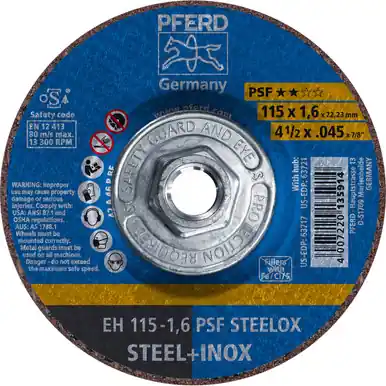 PFERD 63721 4-1/2" x .045" Cut-Off Wheel, 5/8-11 Thd. PSF STEELOX - Type 27 (10pk)
