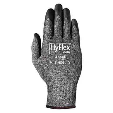 HyFlex 11-801-7 Nitrile Foam Palm Coated Gloves, Size 7, Black/Dark Gray (12pk)