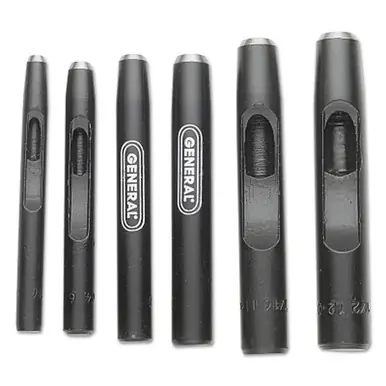 General Tools 1280ST Hollow Steel Punch Set, Round, English Sizes, Vinyl Case
