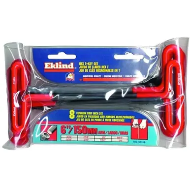 Eklind Tool 53168 8-Piece Inch Cushion Grip Hex T-Key Set, 6" Handle