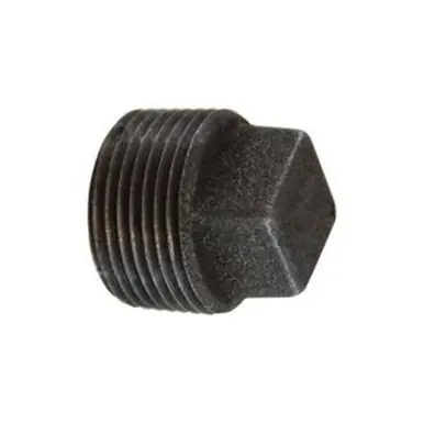 Midland Industries 65664 - Cored Square Head Plug, 8" MPT, Iron, Black