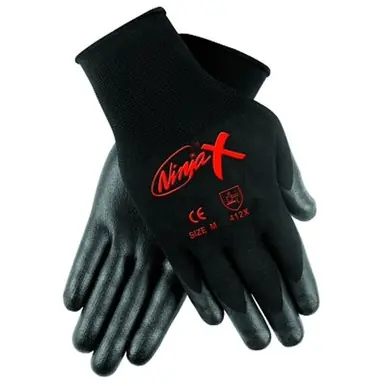 MCR Safety N9674S Ninja X Bi-Polymer Coated Palm Gloves, Small, Black (12pk)