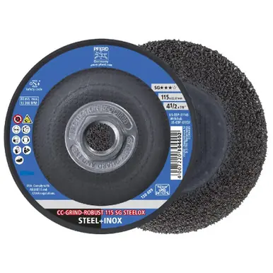 PFERD 61150 - Grinding disc, CC-GRIND-ROBUST, 4-1/2" x 5/8-11, SG STEELOX, Ceramic (10pk)