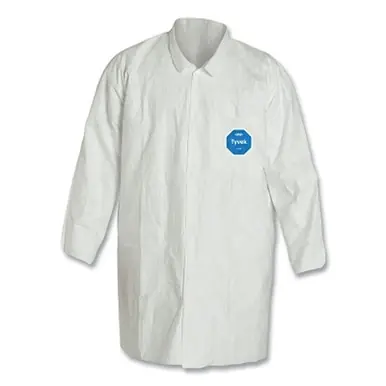 DuPont TY212S-SM Tyvek 400 Two-Pocket Lab Coat, White, Small