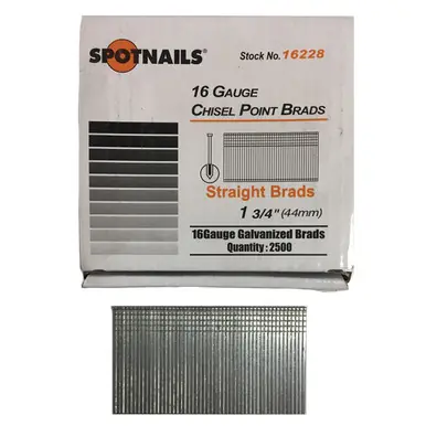 Spotnails 16228 - 1-3/4" Galvanized 16ga. Finish Nails, 2500ct