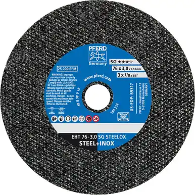PFERD 69317 3" x 1/8" Die Grinder Wheel, 3/8" AH A-PSF 36 Grit - Type 1 (50pk)
