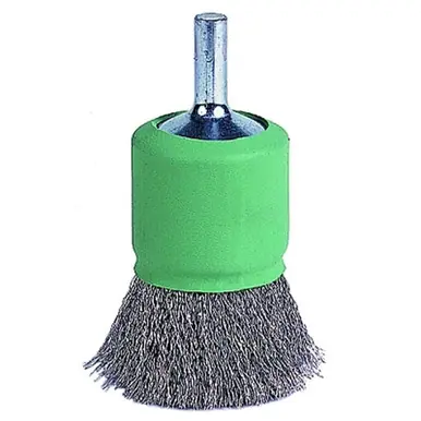 Weiler 11016 Coated Cup Crimped Wire End Brush, 1", 0.006" SS Wire, 22000 RPM
